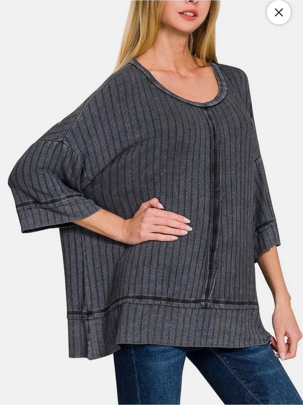 #279⭐️ZENANA RIBBED BOAT NECK TOP